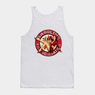 Vintage Texaco Gasoline Filling Station Sign - Pinup Girl Tank Top